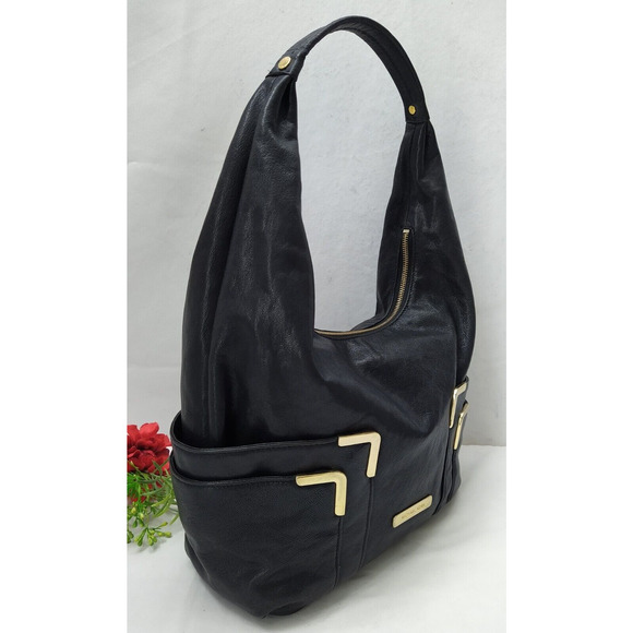 Michael Kors Black Leather Pockets Zipper Closure Hobo Shoulder Bag - Picture 14 of 16